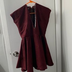 Burgundy suede mini dress size S/M